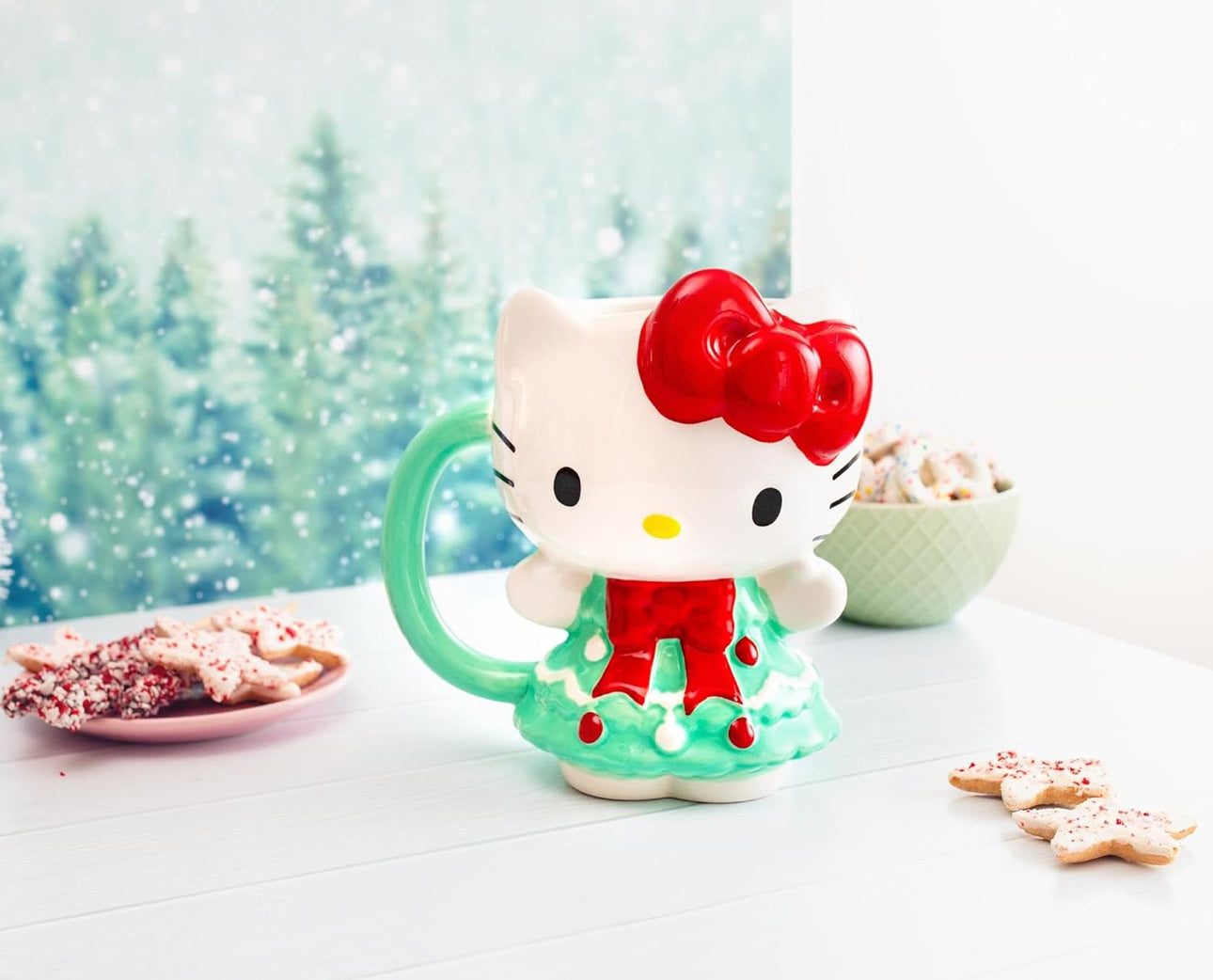 Hello Kitty Holiday Tree Dress Ceramic 3D Sculpted Mug