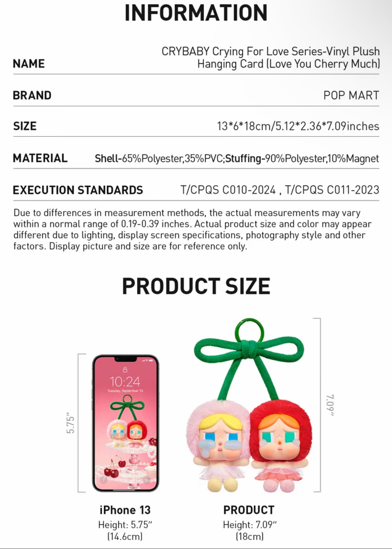 CRYBABY Crying For Love Series-Vinyl Plush Hanging Card (Love You Cherry Much)