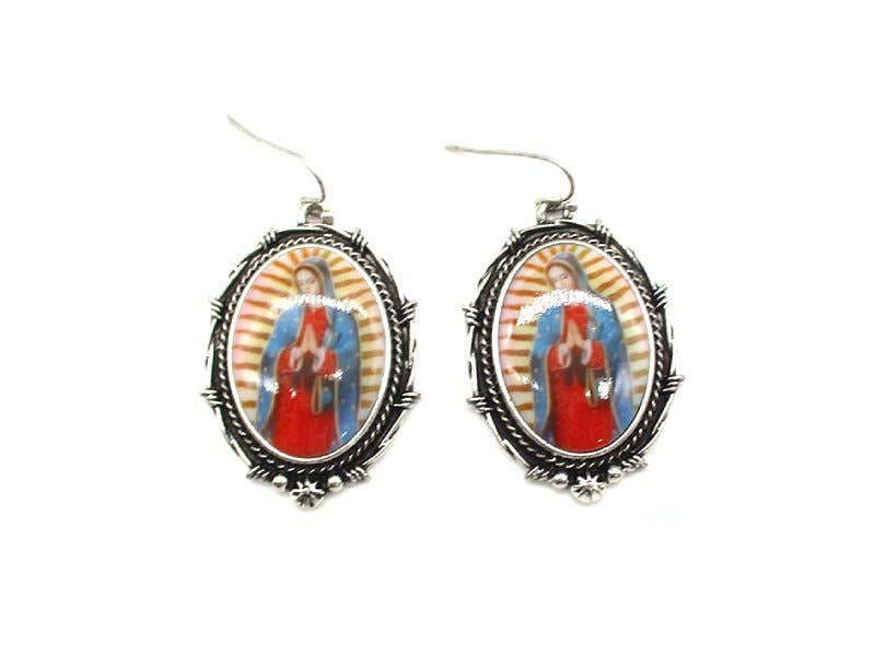 Oval Lady Guadalupe Dangle Earring