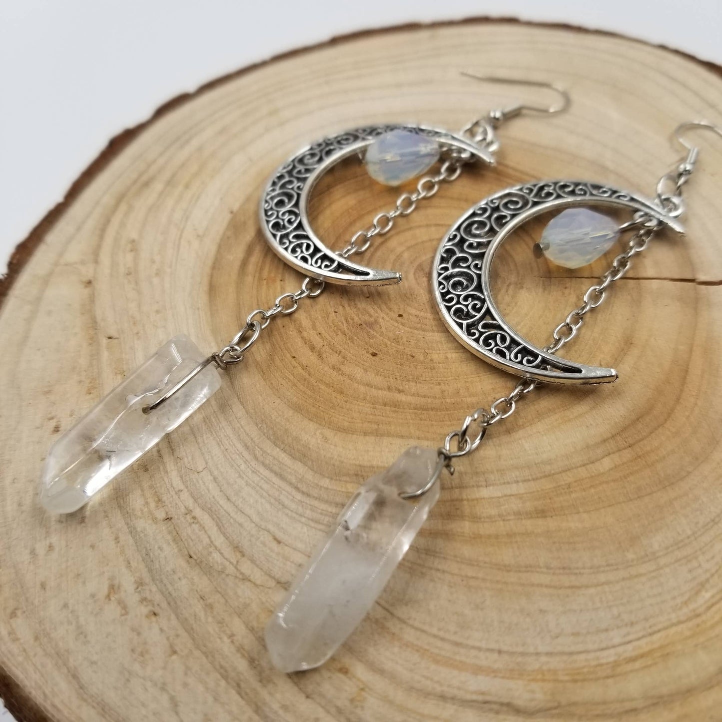 Crystal Moon Chakra Earrings