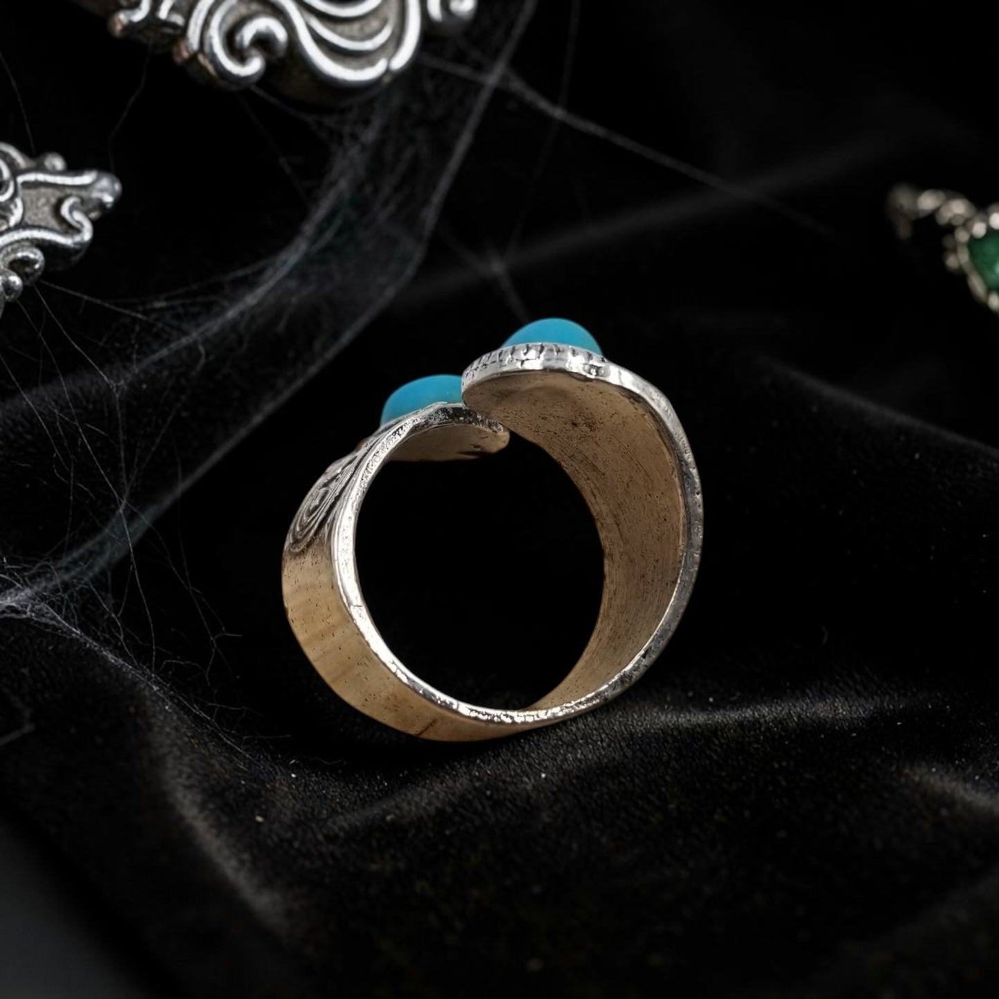 Vintage Silver Turquoise Adjustable Ring