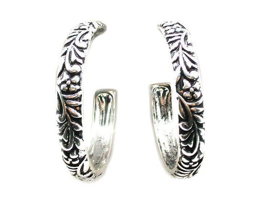 Metal Engraved Hoop Earrings