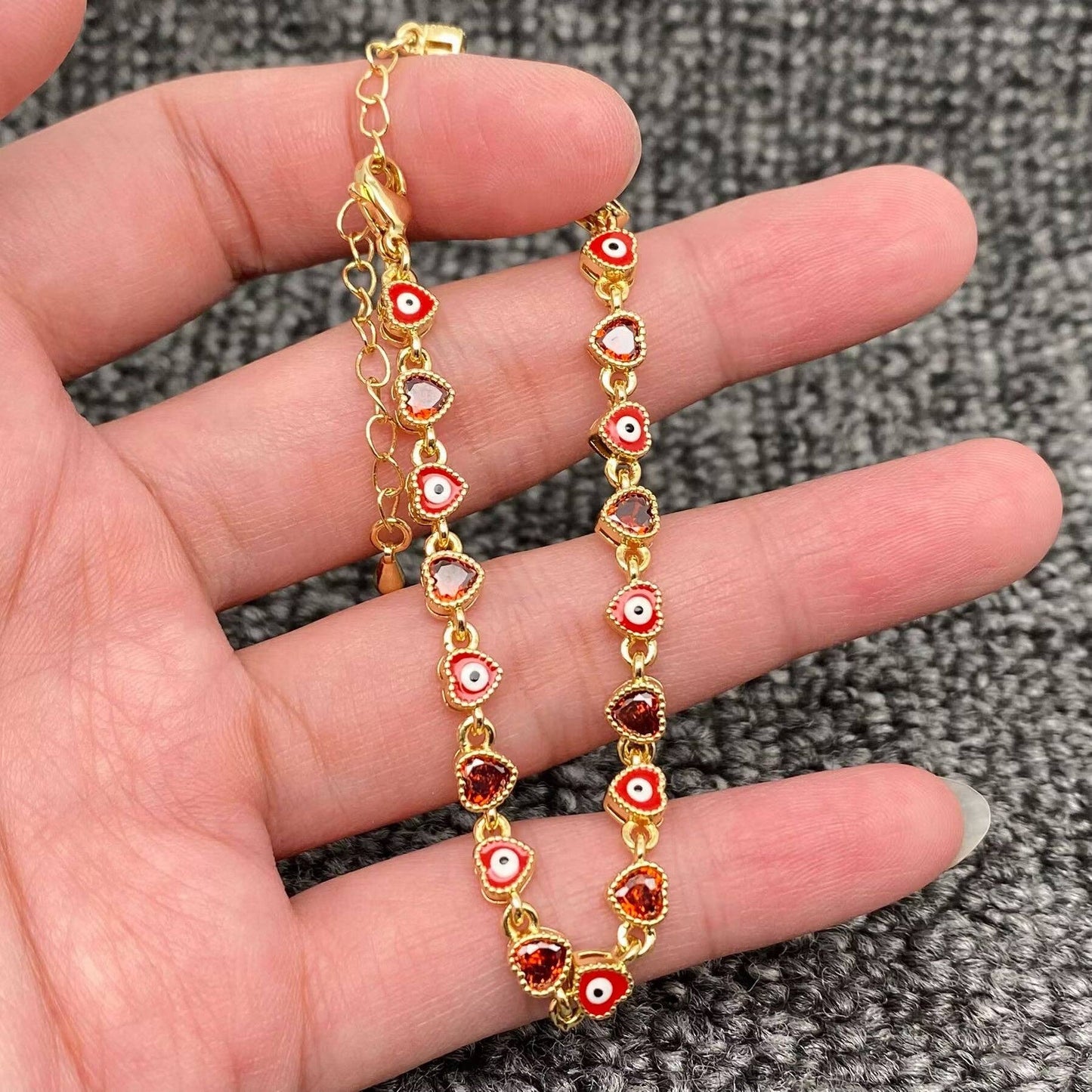 Evil Eye Heart 18K Gold Plated Bracelet