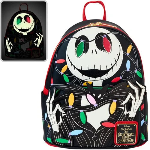 Disney The Nightmare Before Christmas Jack Skellington String Lights Light Up Glow Mini Backpack