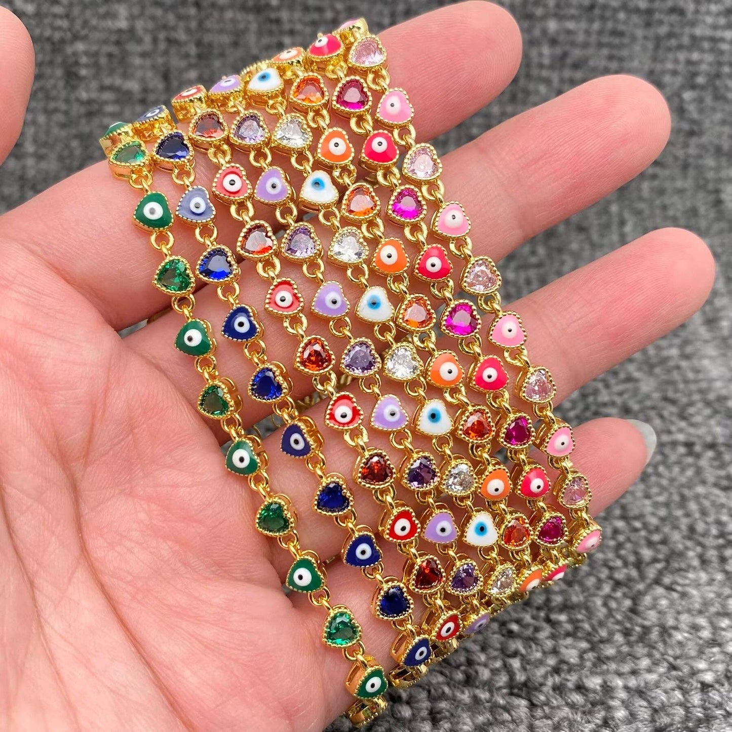 Evil Eye Heart 18K Gold Plated Bracelet