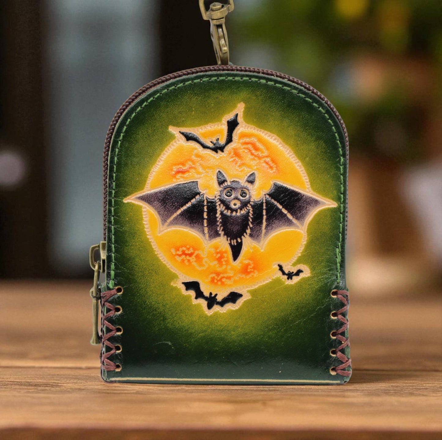 Mini Bat handmade leather coin purse