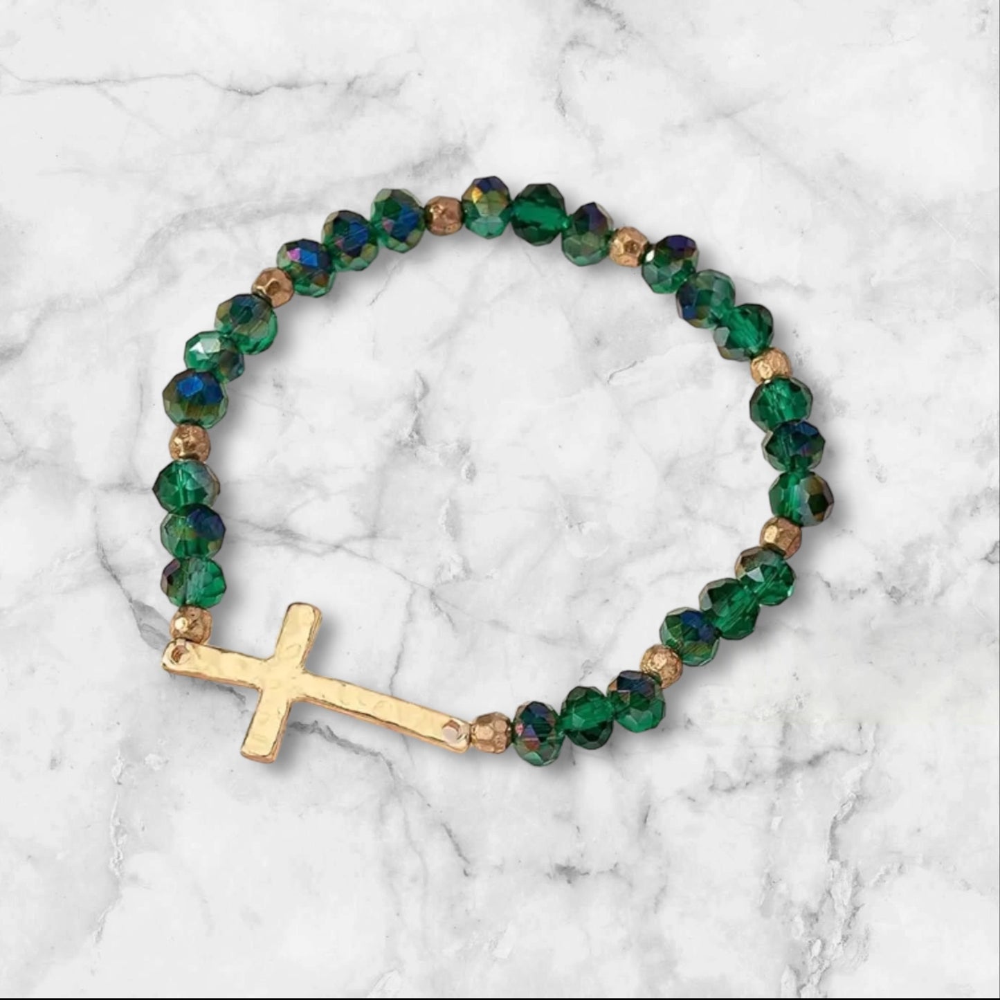 Beaded Bracelet With Cross Charm