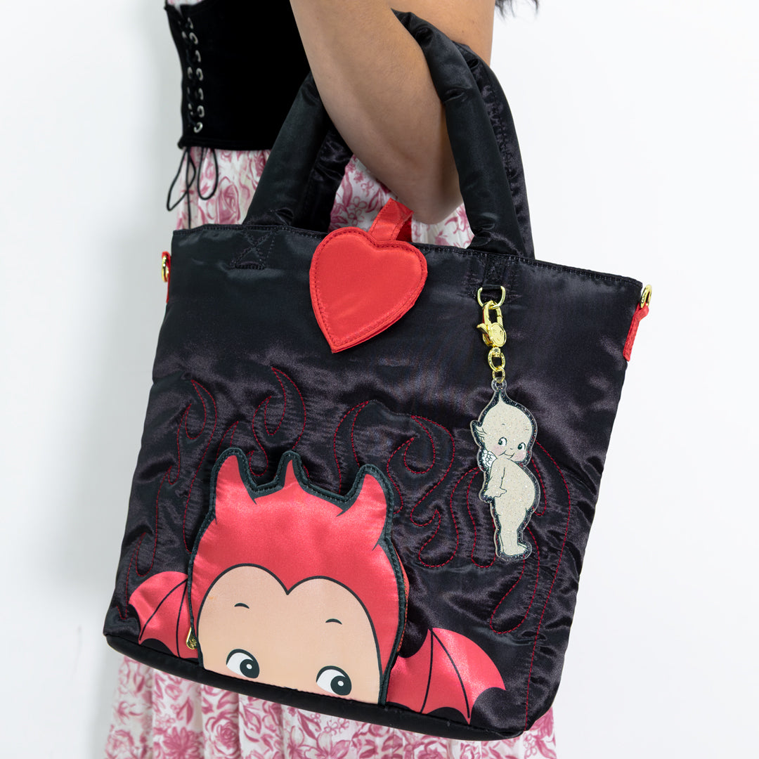 Kewpie Devil Puffy Tote Bag w/ Angel Acrylic Charm Tote