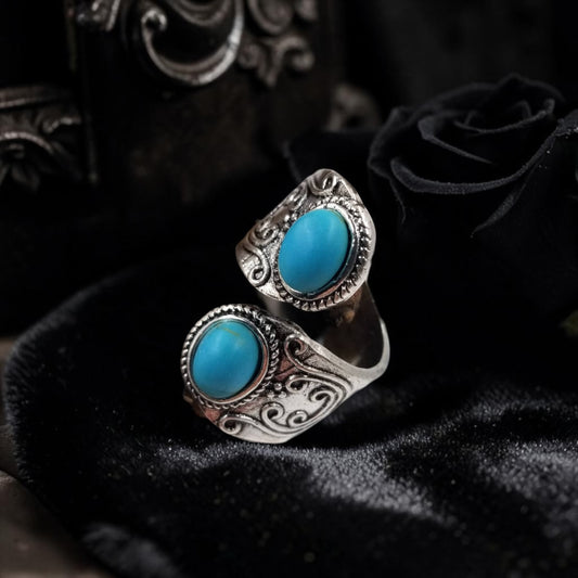 Vintage Silver Turquoise Adjustable Ring
