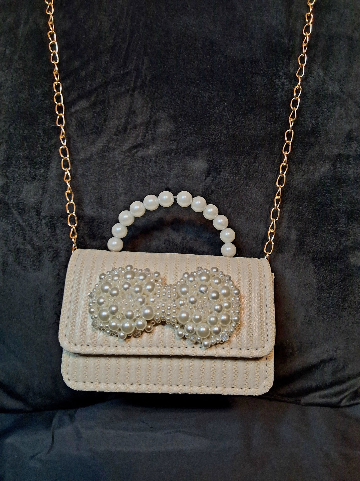 Tiny Mini Woven Pearl Crossbody