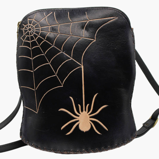 Leather spider backpack cross-body purse