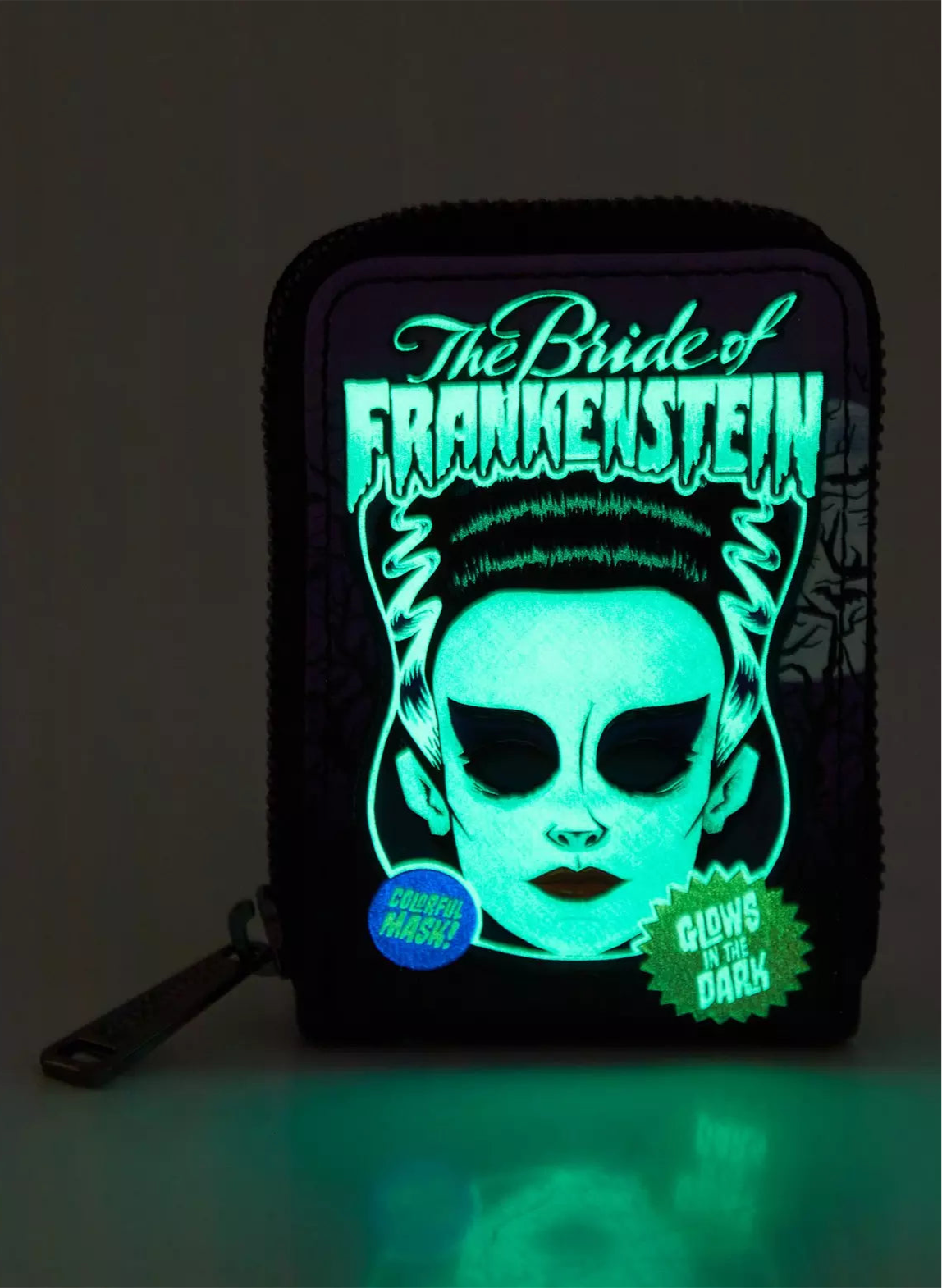 Loungefly Bride of Frankenstein Mask Box Glow-in-the-Dark Accordion Wallet