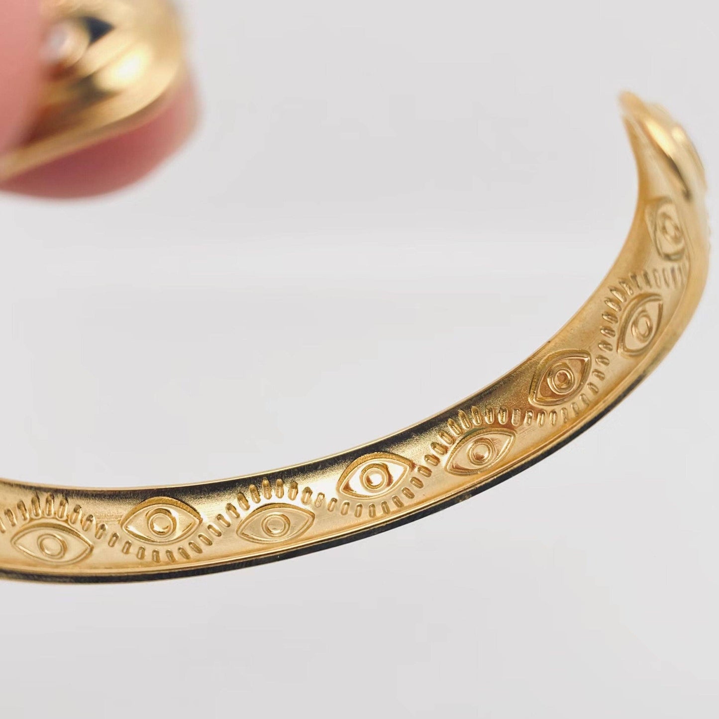 Black Evil Eye Cuff 18k Gold Plated Steel Bangle