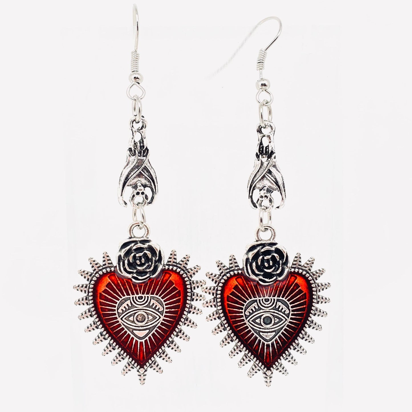 Bat Heart-shaped Bloody Eye Earrings