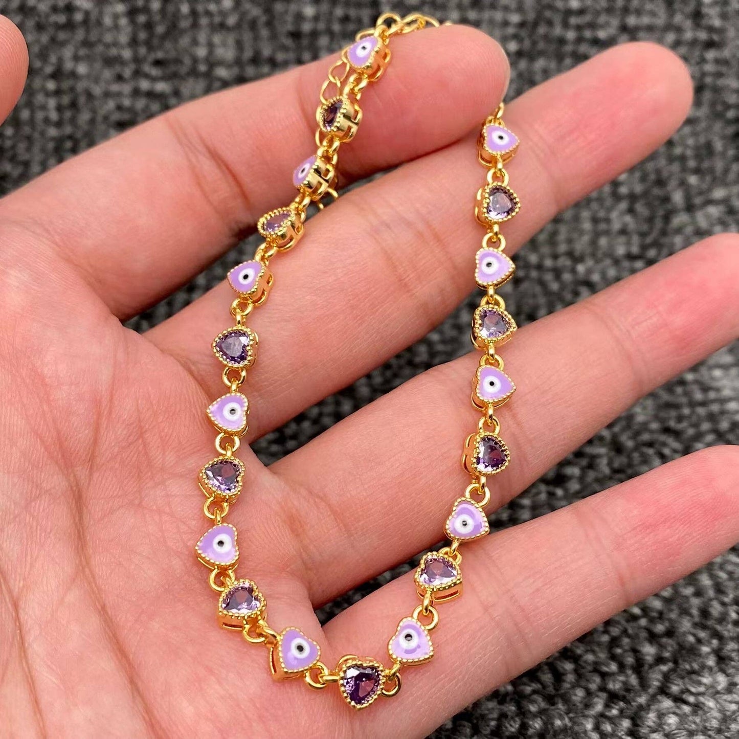Evil Eye Heart 18K Gold Plated Bracelet