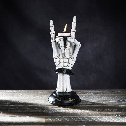 Rock on Skeleton Candleholder