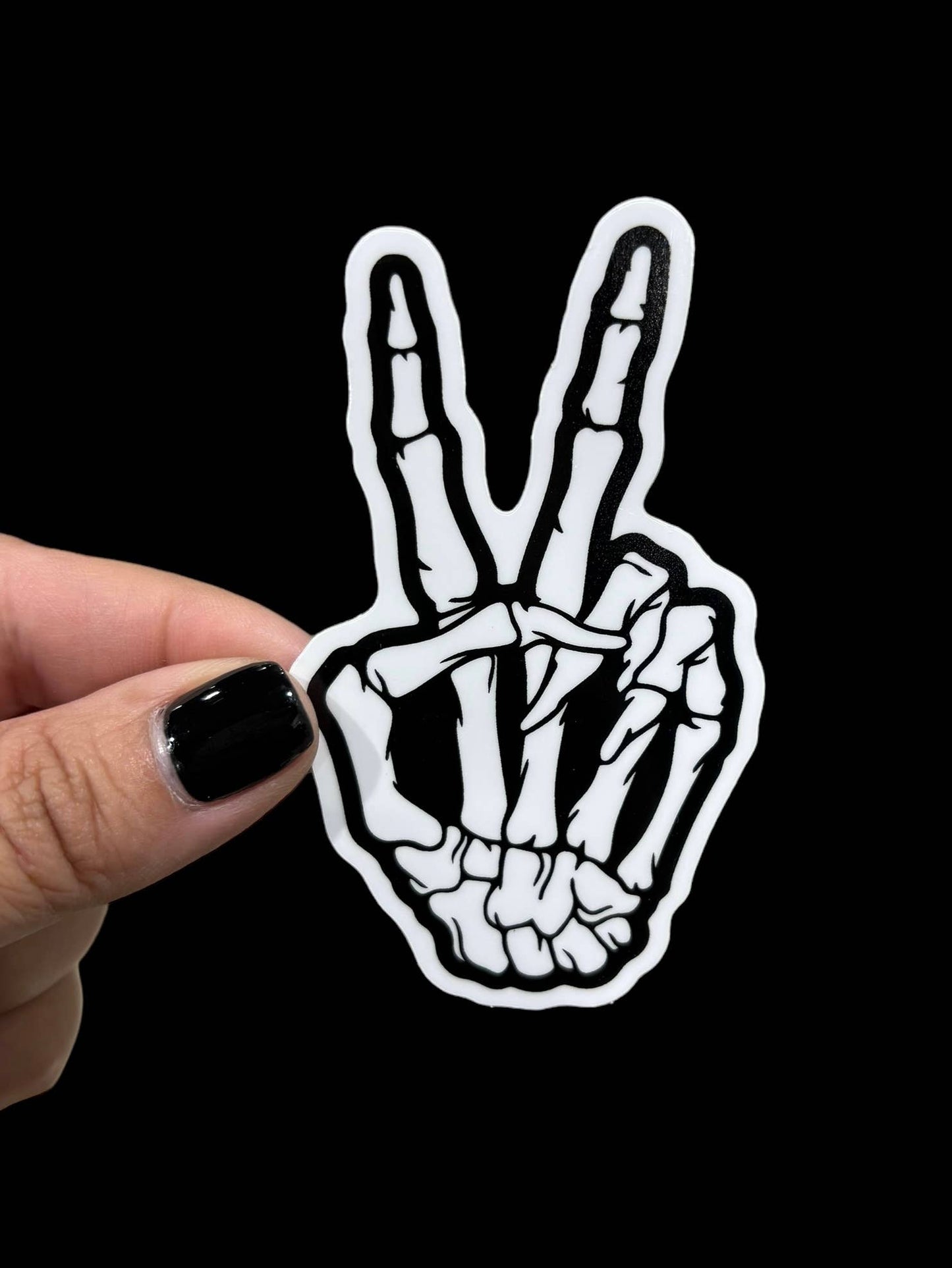 Skeleton peace hand Vinyl Sticker