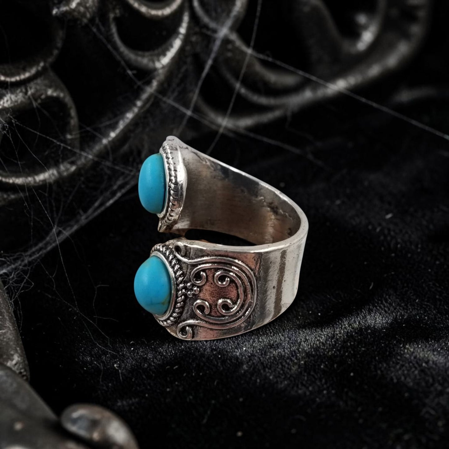 Vintage Silver Turquoise Adjustable Ring