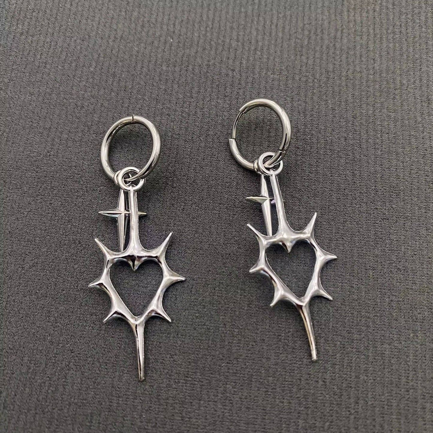 Thorns Heart Huggie Earrings