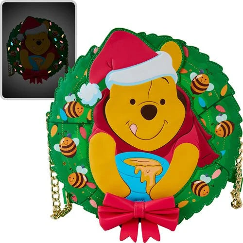 Winnie The Pooh Stuck In Wreath Glow in the Dark Loungefly Crossbody Bag