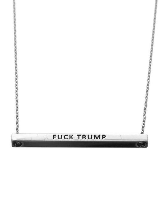 FUCK TRUMP Brass Bar Necklace