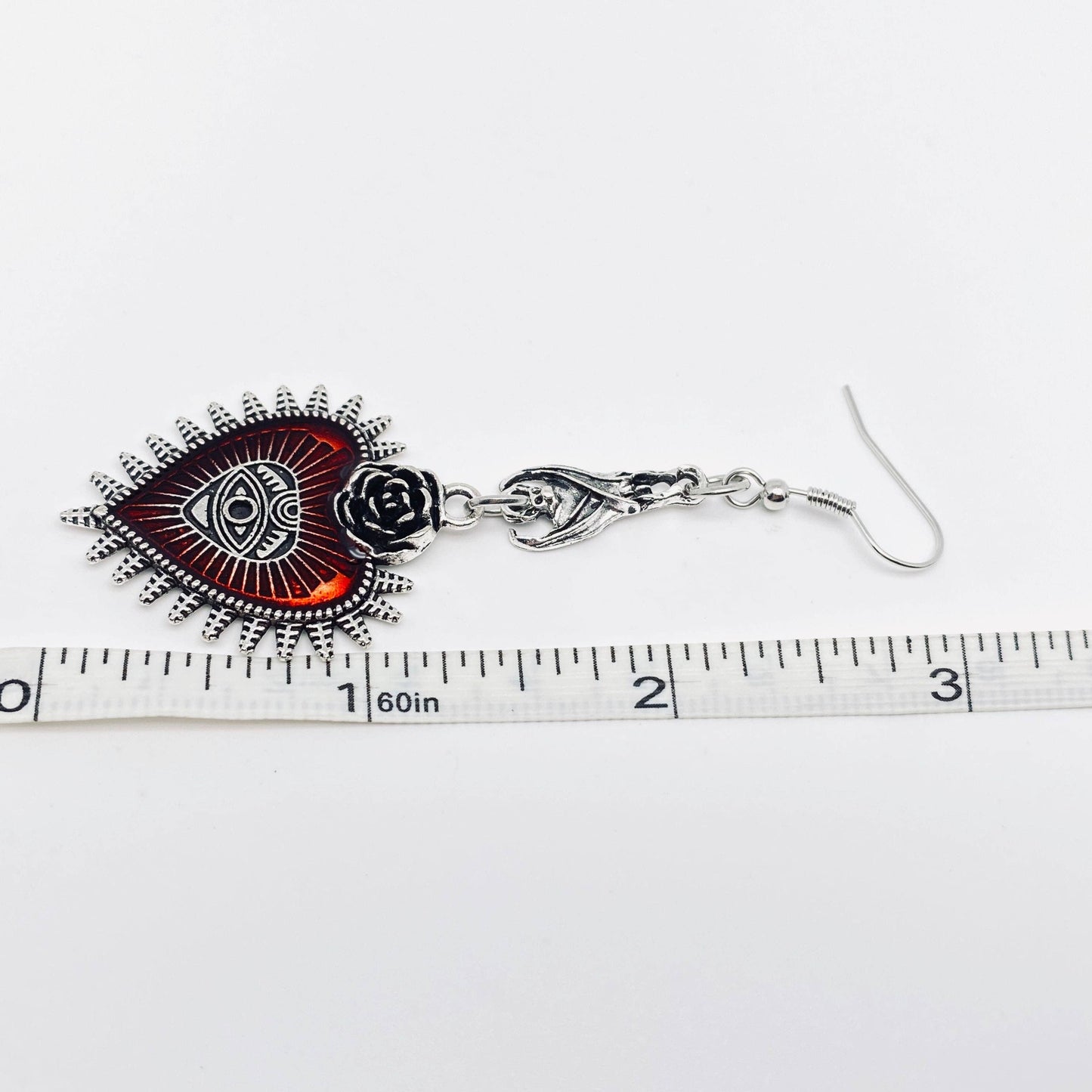 Bat Heart-shaped Bloody Eye Earrings