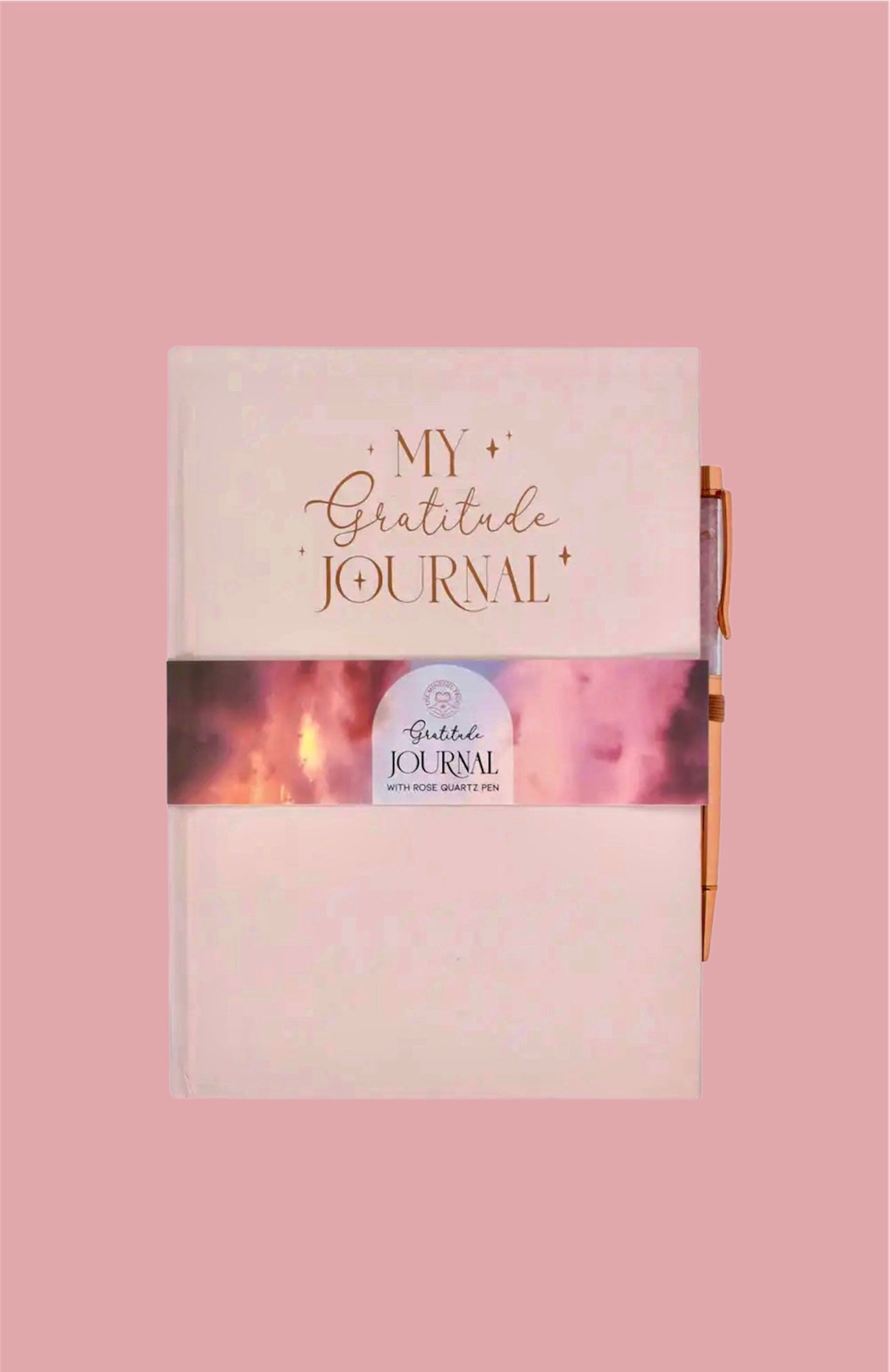 Gratitude Journal Notebook with Rose
Quartz Crytal Pen