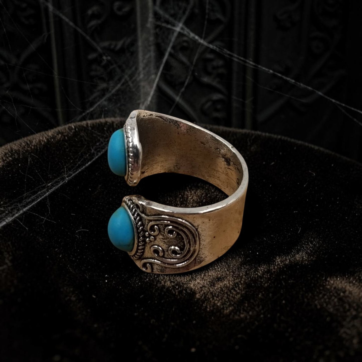 Vintage Silver Turquoise Adjustable Ring