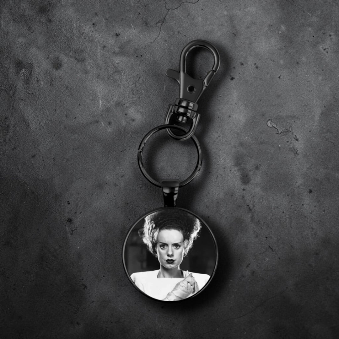 Bride of Frankenstein Black Circle Keychain