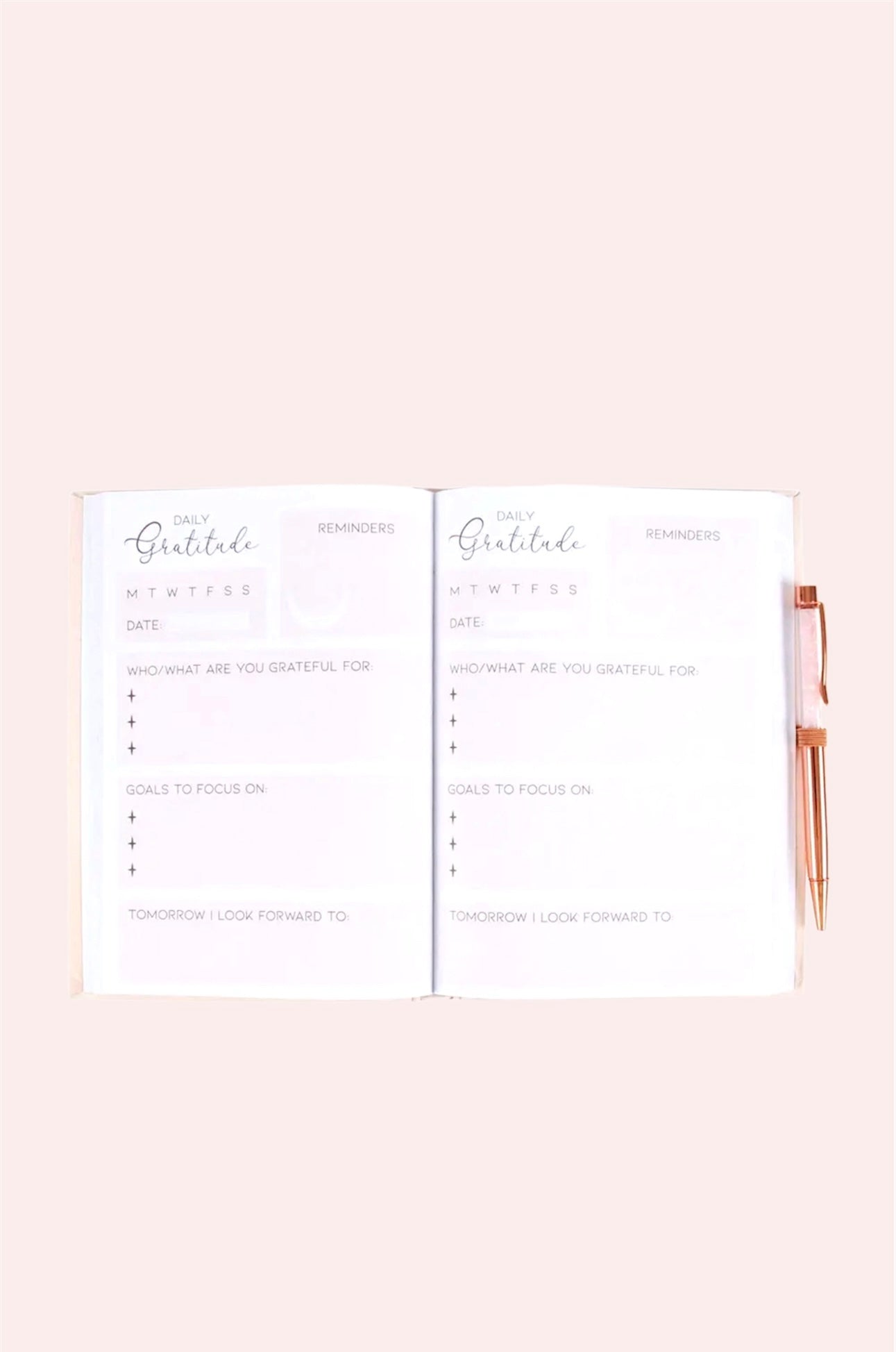 Gratitude Journal Notebook with Rose
Quartz Crytal Pen