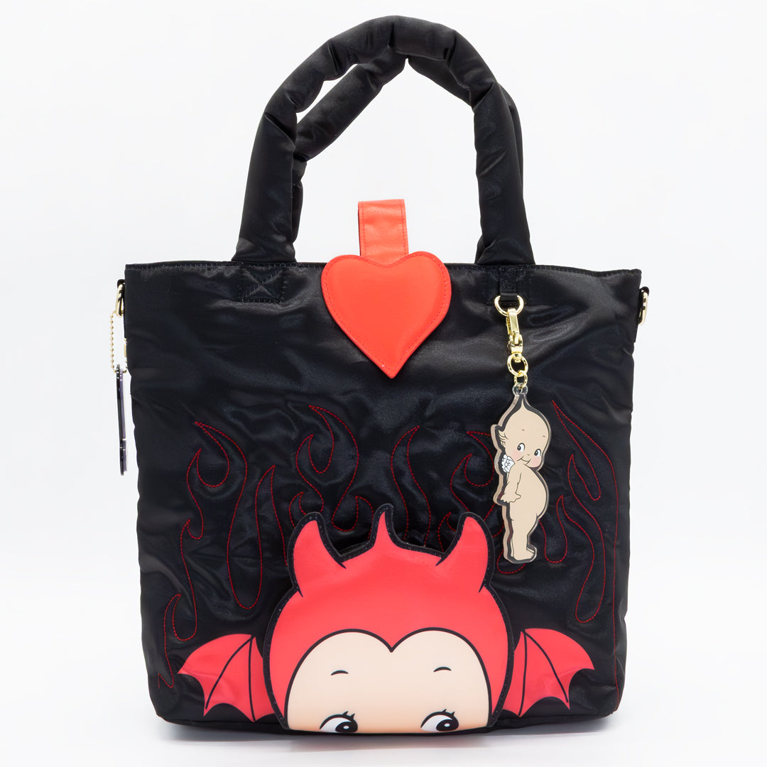 Kewpie Devil Puffy Tote Bag w/ Angel Acrylic Charm Tote