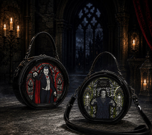 Dracula & Frankenstein Double Sided Crossbody Bag