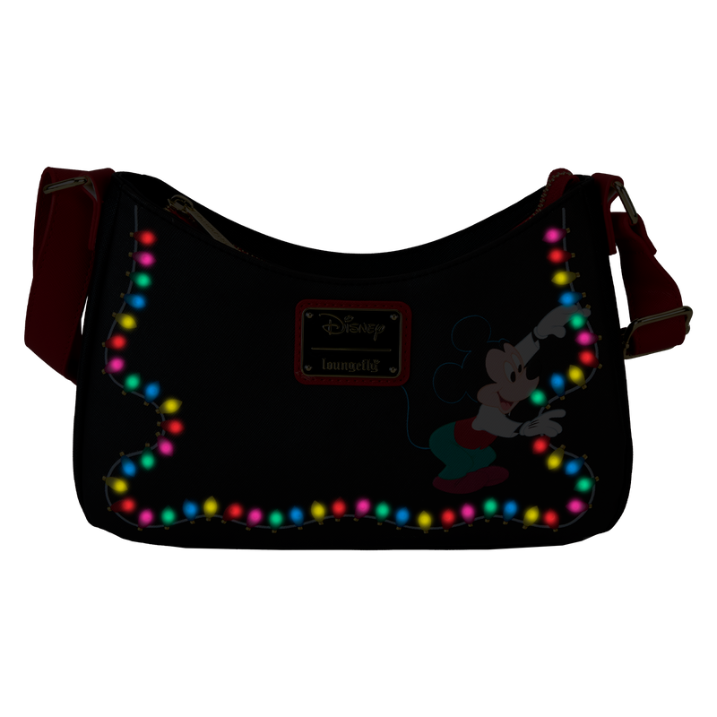 Disney Mickey & Friends Holiday String Lights Light Up Loungefly Crossbody Bag