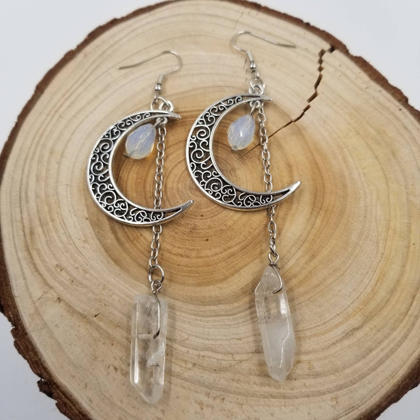 Crystal Moon Chakra Earrings