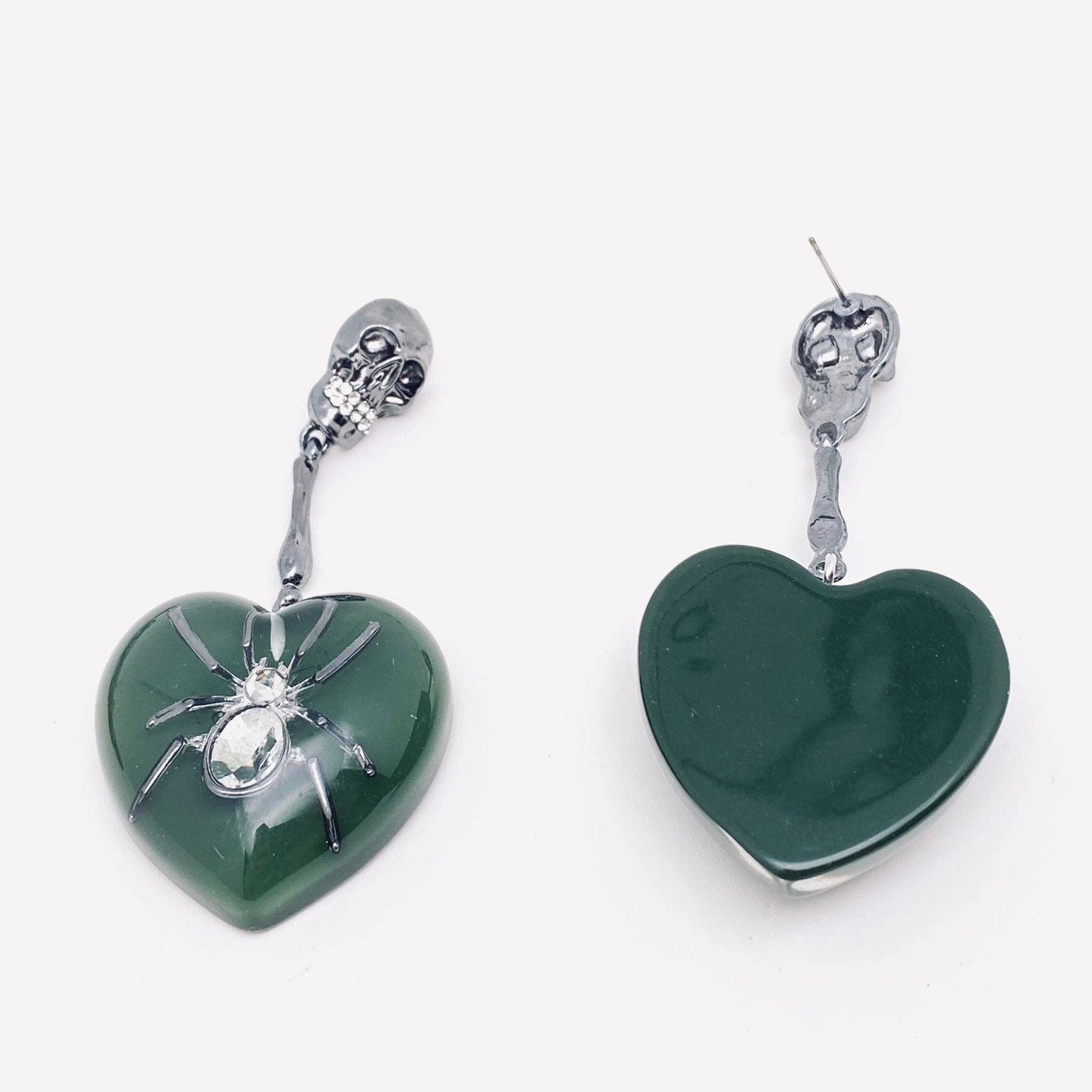 Heart Shaped Spider Earrings