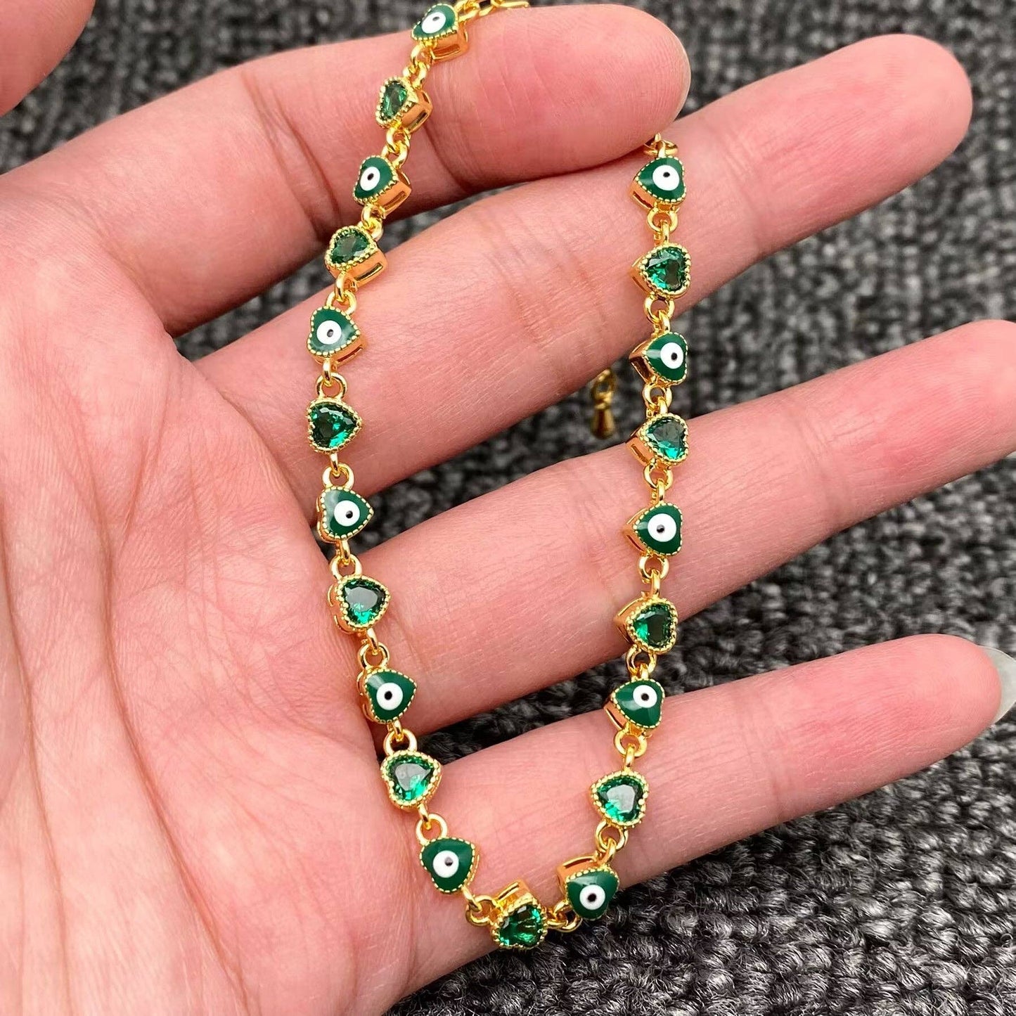Evil Eye Heart 18K Gold Plated Bracelet