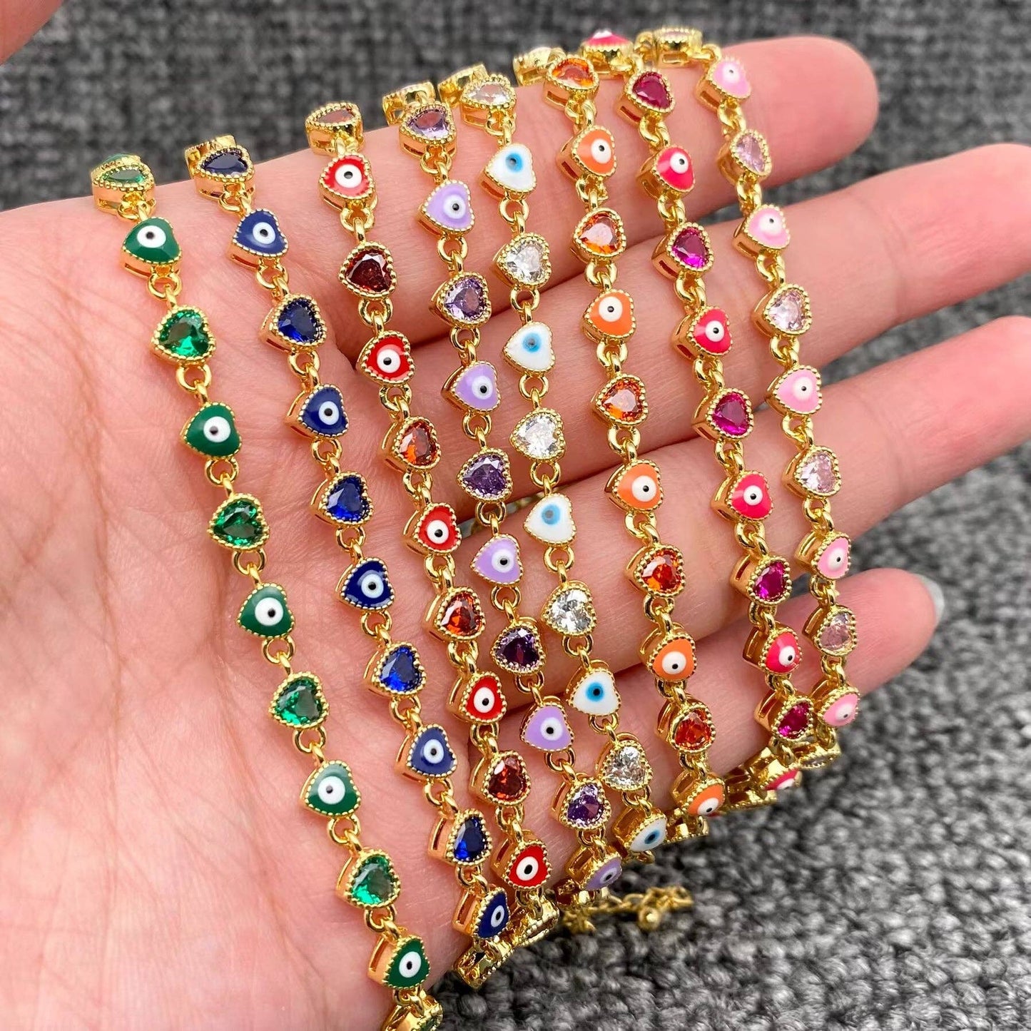 Evil Eye Heart 18K Gold Plated Bracelet