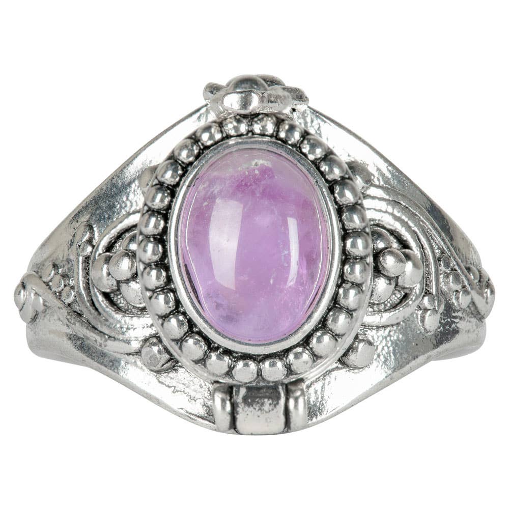 ADJUSTABLE GEMSTONE POISON RINGS: Rose Quartz