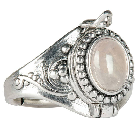 ADJUSTABLE GEMSTONE POISON RINGS: Rose Quartz