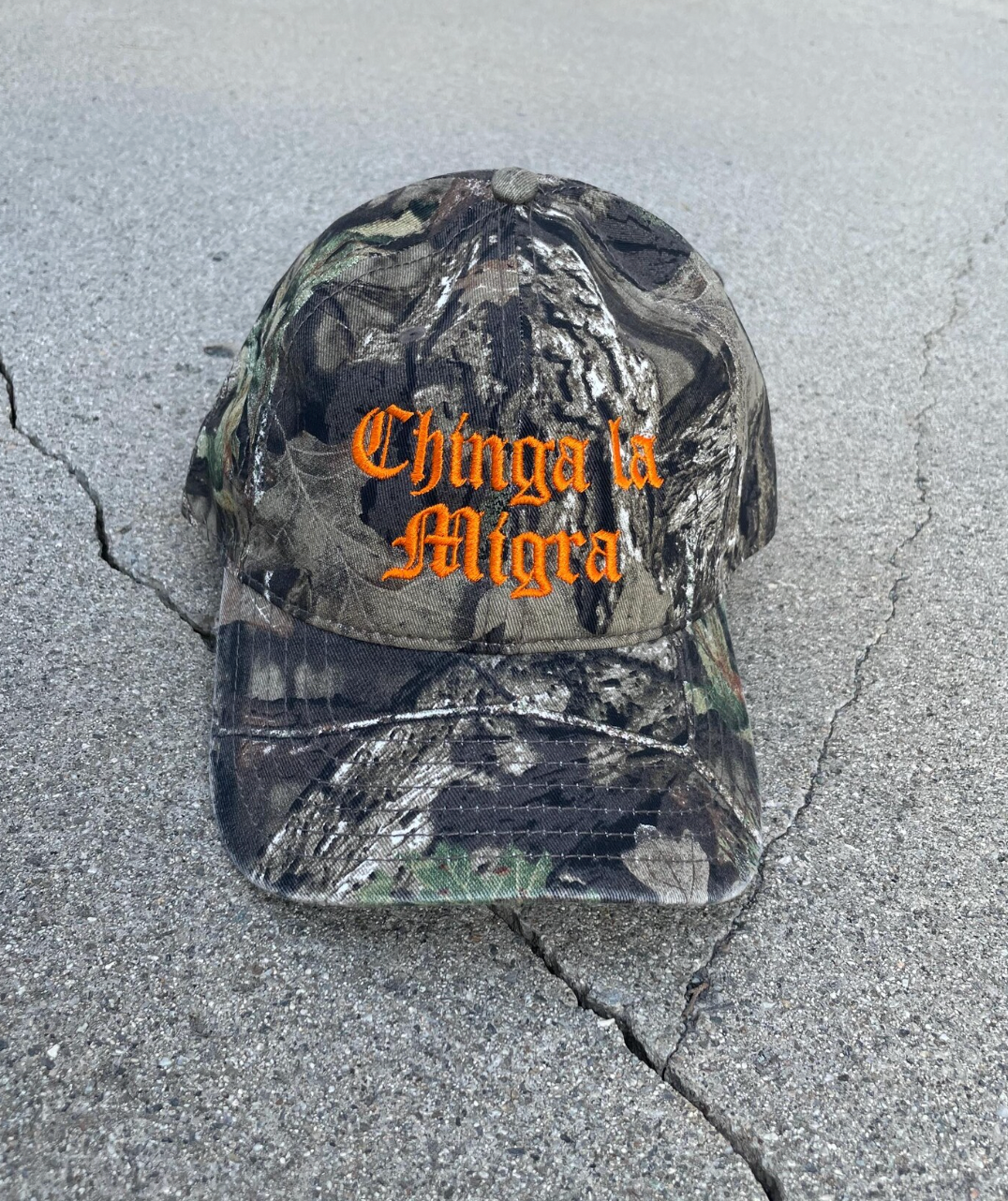 Chinga La Migra Camo Dad cap