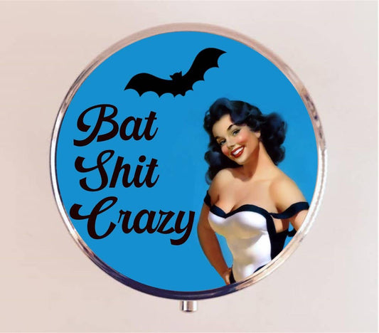 Bat Shit Crazy Pin Up Pill Box Case