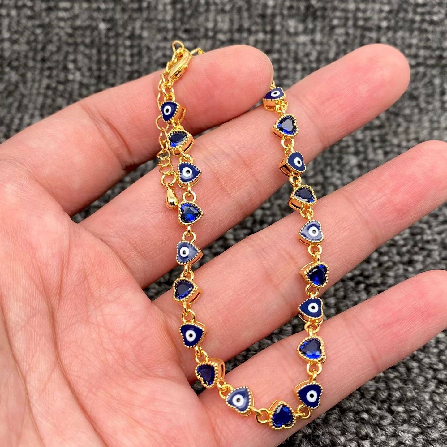 Evil Eye Heart 18K Gold Plated Bracelet